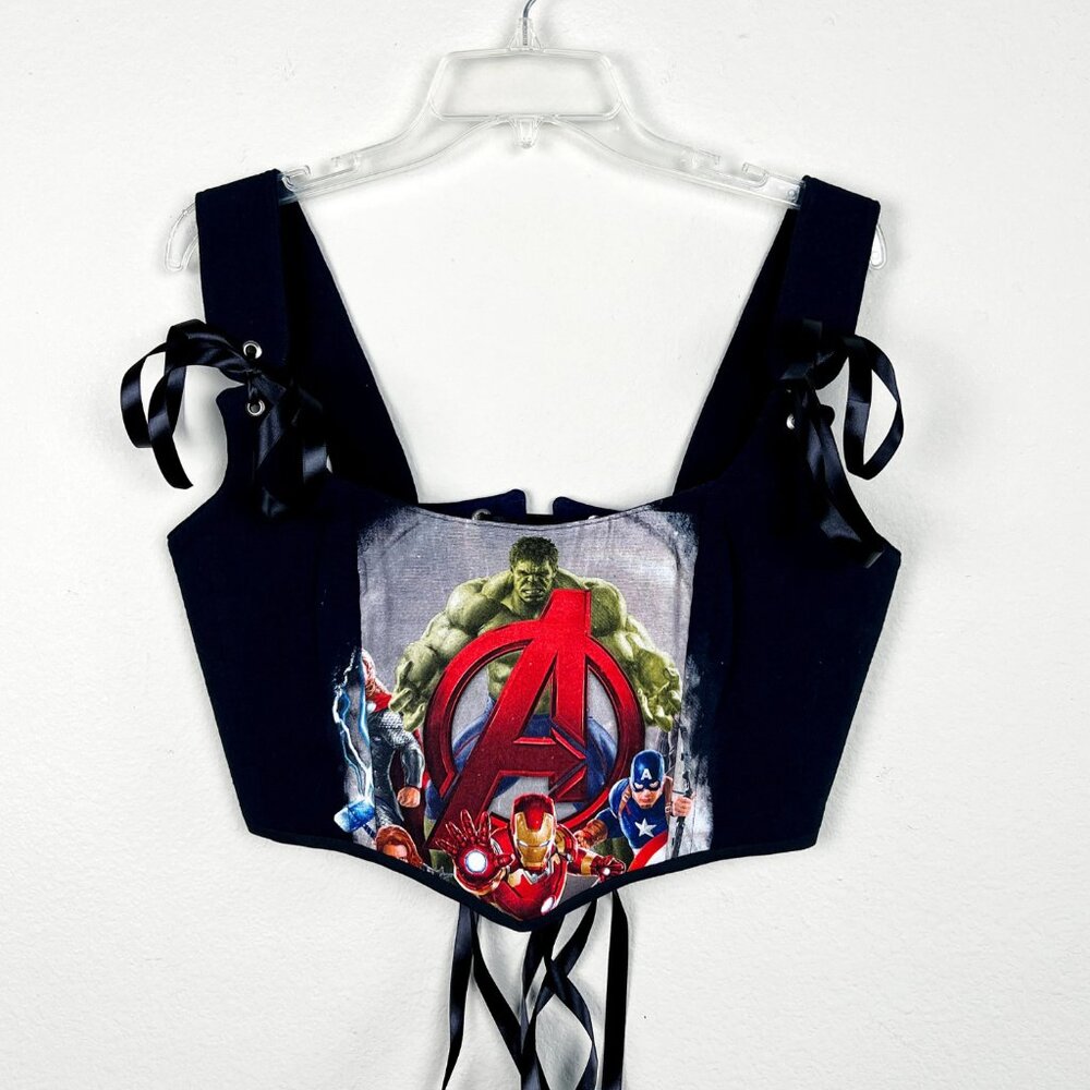 Handmade Upcycled Marvel Avengers Corset Top